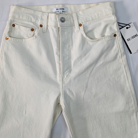 Re/Done 70S High Rise Skinny Bootcut Jean Button Fly Frayed Vintage White 28 NWT - Picture 4 of 15